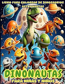 libro para colorear dinosaurios en el espacio