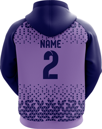 Sports hoodie 3D mockup #4 back – Purple/Navy sublimation on premium polyester fabric | Realm Hawk
