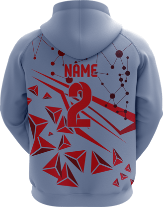 Sports hoodie 3D mockup #7 back –Light Blue Grey sublimation on premium polyester fabric |Realm Hawk