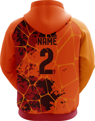 Sports hoodie 3D mockup #5 back – Orange/Yellow sublimation on premium polyester fabric | Realm Hawk