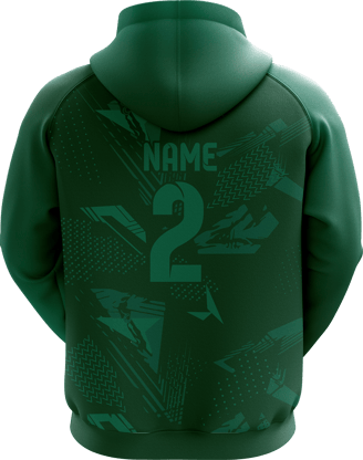 Sports hoodie 3D mockup #1 back – Green Mix sublimation on performance polyester fabric |Realm Hawk