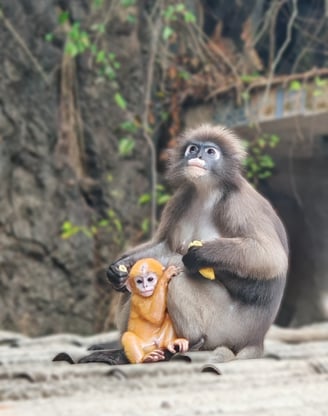 Les Langurs, singes à lunettes, Chumphon