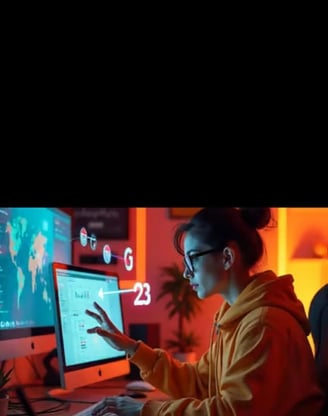 A woman is working on website development