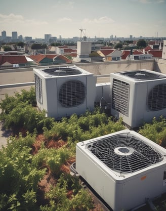 air conditioning units on a roof top - rooftop garden reducing the impact of air conditioning