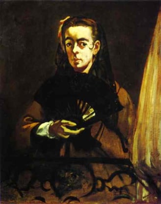 a painting of a woman in a black dress