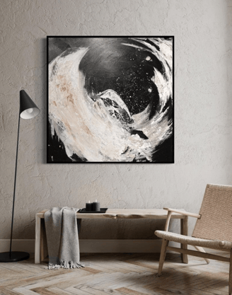 a black and white painting Universe 