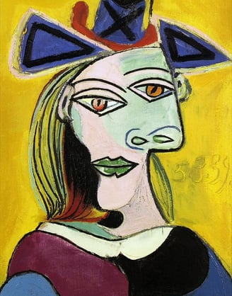 Pablo Picasso - 1939 TИte de femme au chapeau bleu Е ruban rouge