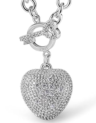 Heart Pendant Necklace Solid Silver Rolo Chain Choker