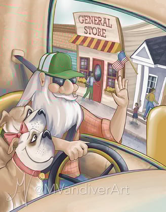 Illustrations from Semi Sam is a Trucker Man by New Orleans artist & illustrator Melissa Vandiver.