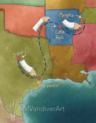 Illustrations from Semi Sam is a Trucker Man by New Orleans artist & illustrator Melissa Vandiver.