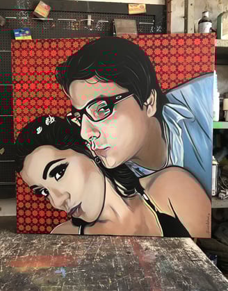 Quadro casal em estilo pop-art