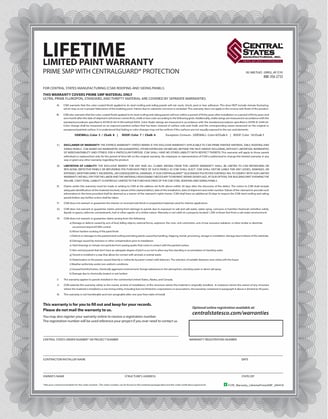 Central States Limited Lifetime Warranty