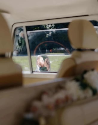 Wedding couple photographed in a mirror