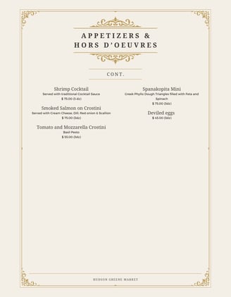 hudson greene market catering appetizers Hors d'oeuvres