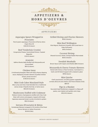 hudson greene market catering appetizers Hors d'oeuvres
