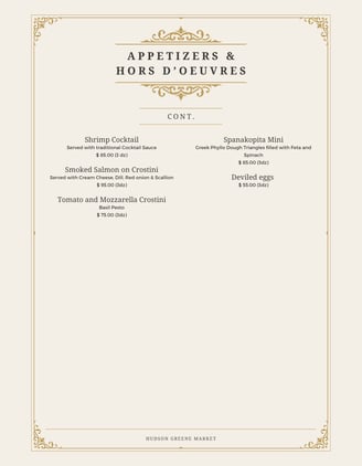 hudson greene market catering appetizers Hors d'oeuvres