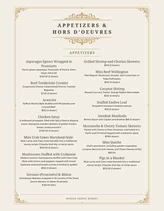 hudson greene market catering appetizers Hors d'oeuvres