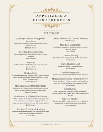 hudson greene market catering appetizers Hors d'oeuvres
