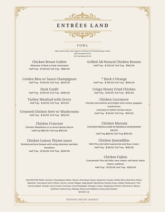 hudson greene market catering fowl chicken