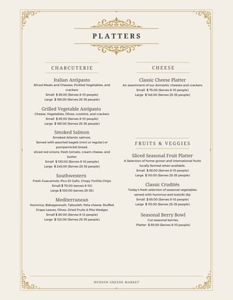 hudson greene market catering platters charcuterie cheese crackers fruit crudite antipasto