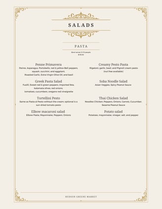hudson greene market catering fresh salad pasta