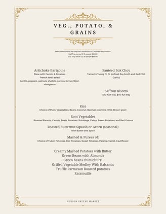 hudson greene market catering rice grains vegetables veggies sides