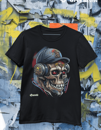 Streetwear com Atitude: Camiseta de Moda Urbana e Caveira em Destaque