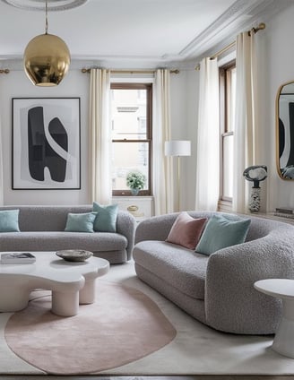 a living room with a couch and a table