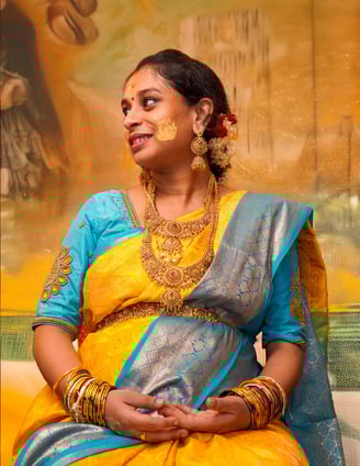 a woman in a yellow sari sari sari