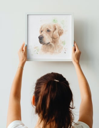 portrait de chien golden retriever peint à l'aquarelle