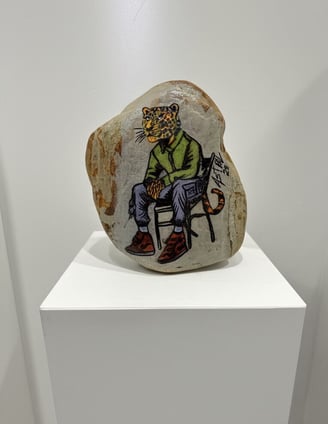 Pintura sobre pedra, tamanho 15x15cm.