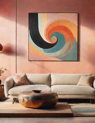 Abstrato: obra de arte com formas geométricas e cores vibrantes em estilo pop-art.