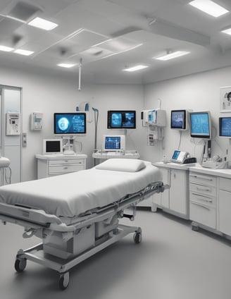 Hands typing on a laptop with a stethoscope resting on the wooden table beside it. The setting suggests a work environment that combines technology with healthcare.