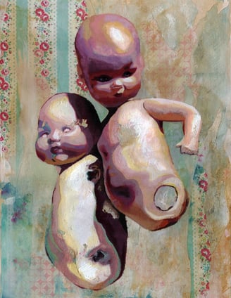 Full colour detail image from the artwork, titled, 'Arrested Development' by Christine Gallagher