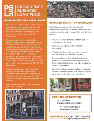 Providence Business Loan Fund Handout Back