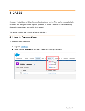 Image of user guide writing sample from Glen Cadorette:  How to Create a Case.