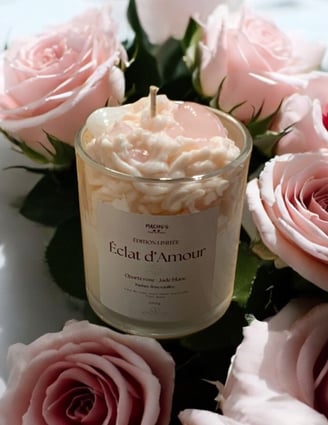 Bougie édition limitée quartz rose et jade blanc 