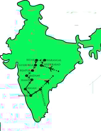 Map of Hyderabad to Bangalore tour package