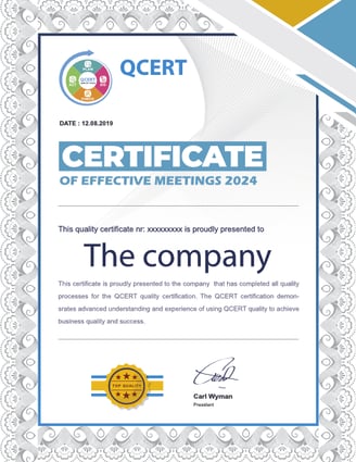 Certifieringsintyg QCERT Möteseffektivitet