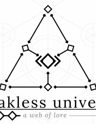 Cover art for weakless universe. It has 6 diamonds in a triangle with a 7th in the center, all connected together with lines.