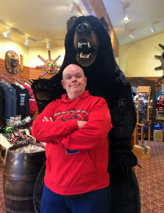 The Pirate's new bear friend in Ketchikan, Alaska