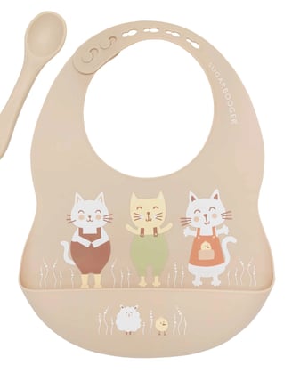 silicone bib and spoon feeding set cute design
