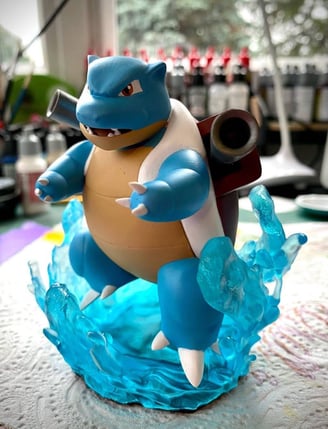 figurine en résine peinte à la main de tortank dans pokemon