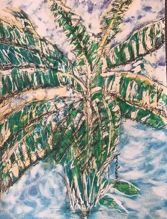 "Nada como un poco de paz tropical". Obra alegre con toques de color y frescura.