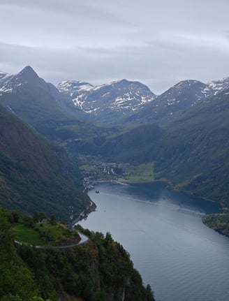 Geirangerfjord view with mountains in Norway