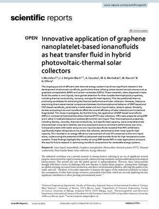  Innovative application of graphene nanoplatelet-based ionanofluids as heat transfer fluid in hybrid