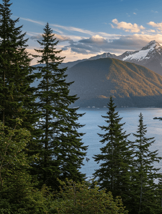 a mountain view of a lake and mountains