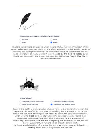 Tawfiq Issue 2 Quiz answers 5, 6