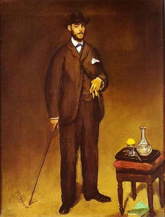 a painting of a man in a suit and hat