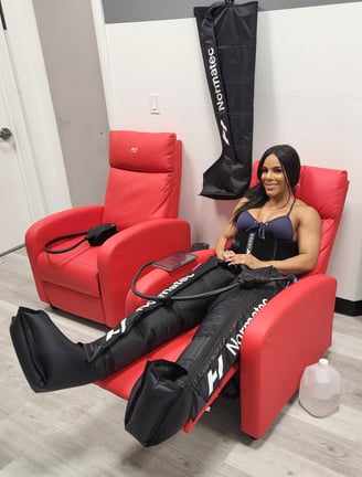 Yarishna Ayala IFBB Wellness Winner using Normatec  compression boots